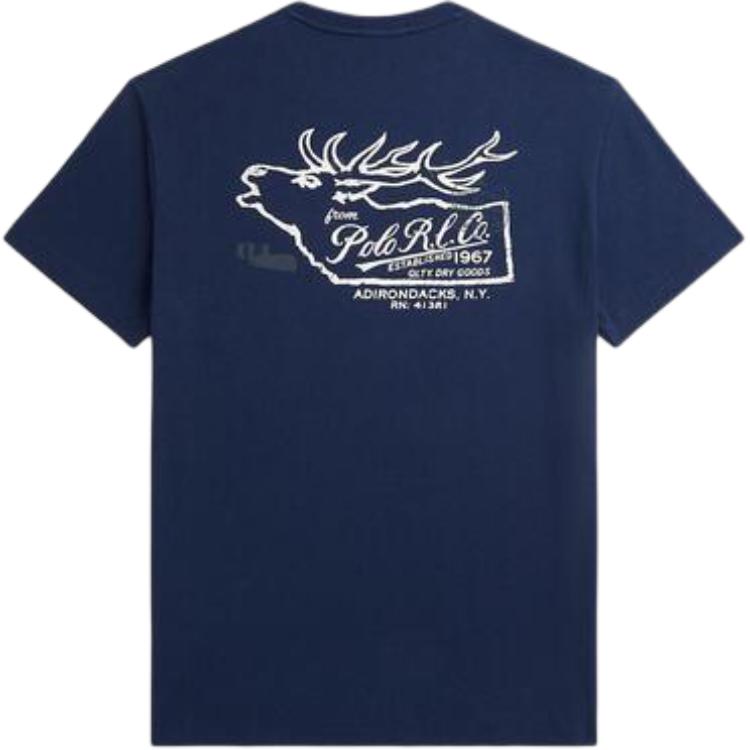 Polo Ralph Lauren Пуловер с круглым вырезом и вышивкой логотипа, прямого кроя, футболка с коротким рукавом, мужской топ, синий MNPOTSH1N822532410