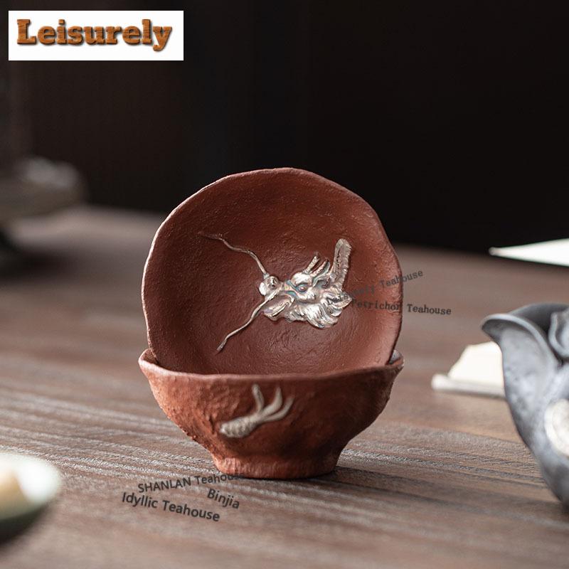 Благоприятный Дракон Цзыша Портативный Чайный Набор Полный Набор Антикварный Набор для Чайной Церемонии Набор Чайник и Чайные Чашки Чайная Посуда Принадлежности Ремесленный Подарок
