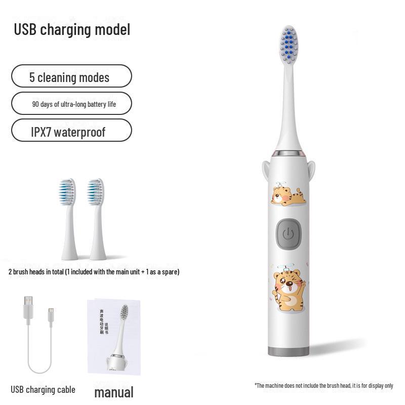 Универсальная перезаряжаемая беспроводная электрическая зубная щетка Sonic для взрослых и детей — набор для пары с дополнительными насадками