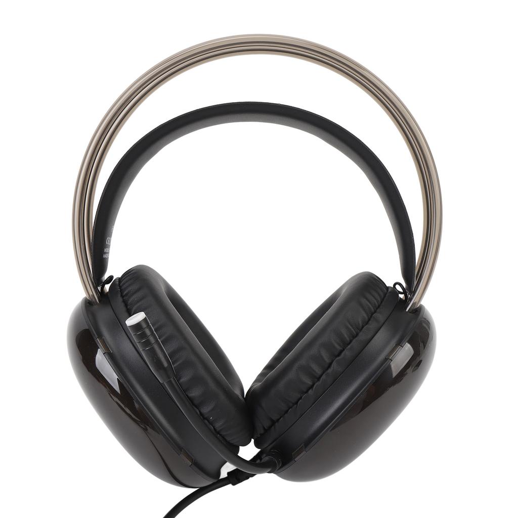 Gaming Headset RGB Rainbow Lighting Wired Adjustable Headband Over Ear Headphone with Mic for PC