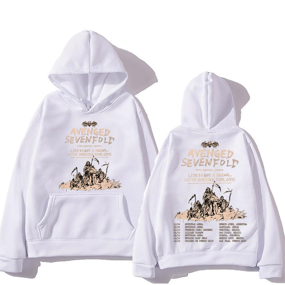 Худи Avenged Sevenfold Тур по Латинской Америке 2025 Толстовки Хип-хоп Новинка Одежда Женская/Мужская Свободный Пуловер