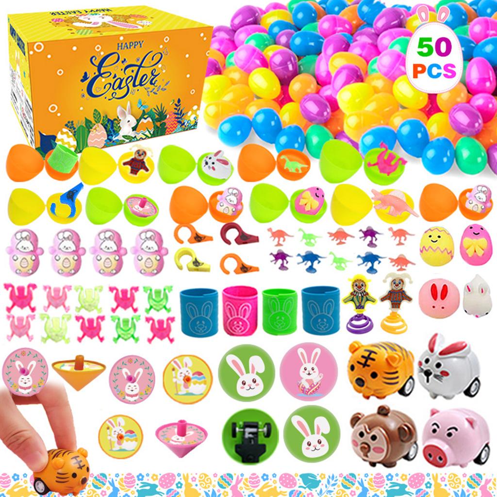 100/120 Pack Basket Stuffers Fillers Prefilled Easter Eggs Classroom Prize with Mini Novelty Dolls for Kids Girls Boys