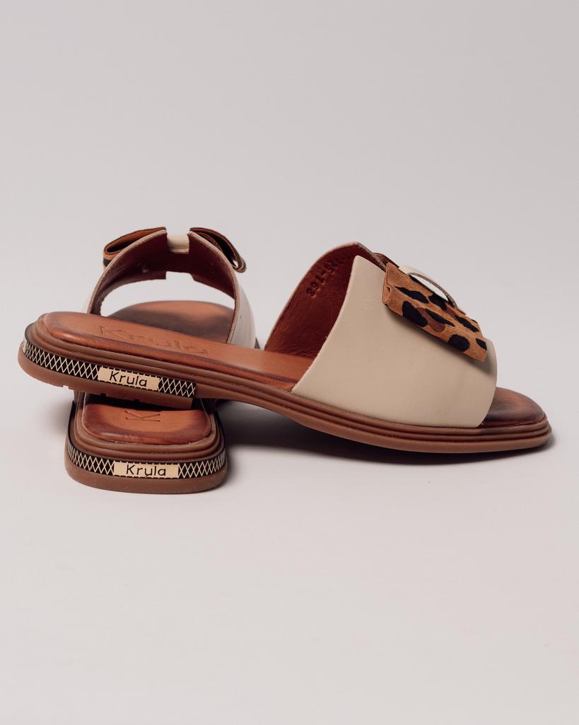 Шлепанцы с бантом Krula 21325 36 бежевые кожа