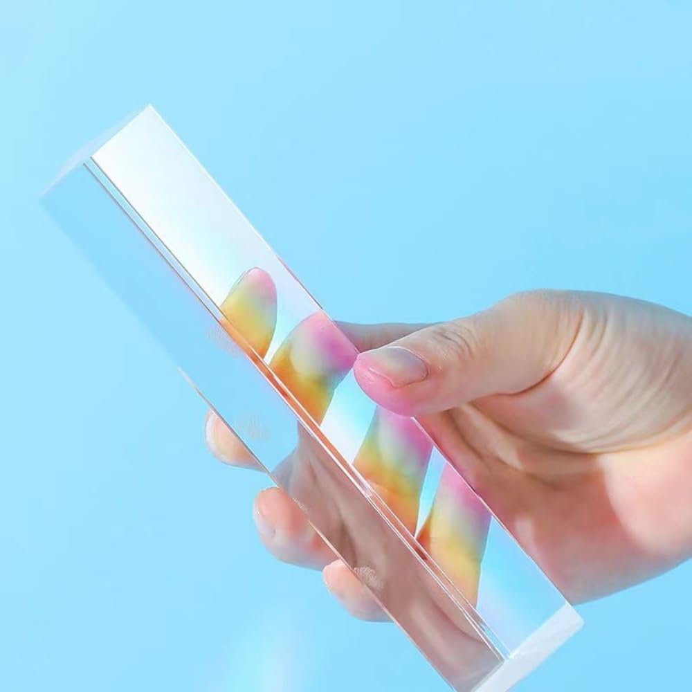 Seimeinoki Треугольная призма Фотография Оптическая стеклянная призма K9 Хрустальный материал Прозрачная призма Создание радуги Эффект радуги Для фотографии Свет