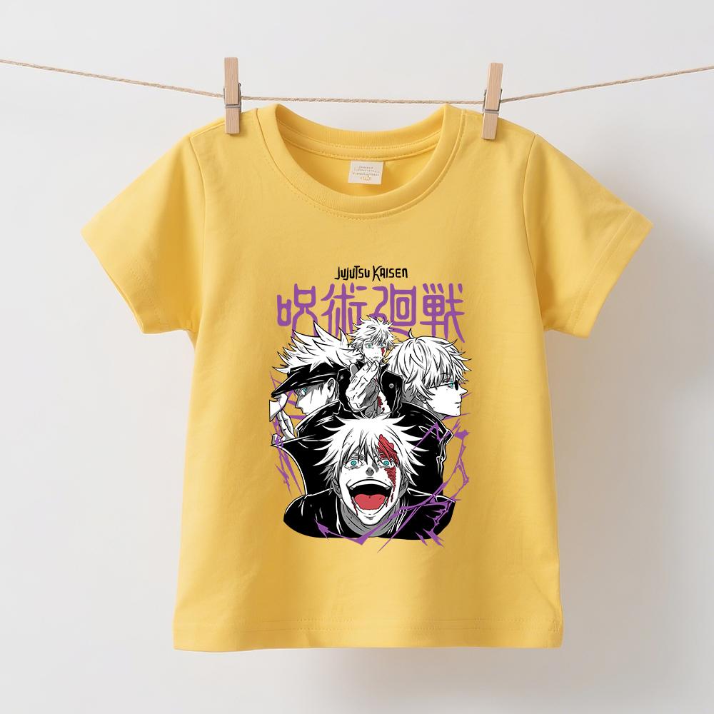 Jujutsu Kaisen Gojo Anime Print Cotton T Shirts for Boys Girls Kids Short Sleeve Summer Tee Casual Daily Wear
