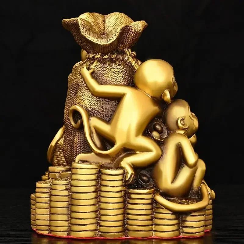 Copper Mascot Animal Monkey Ornaments Attracting Wealth Five Monkeys Living Room Gift