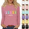 Long Sleeve Shirts For Women Easter Carnival Print Graphic Tees Blouses Casual Basic Tops Pullover