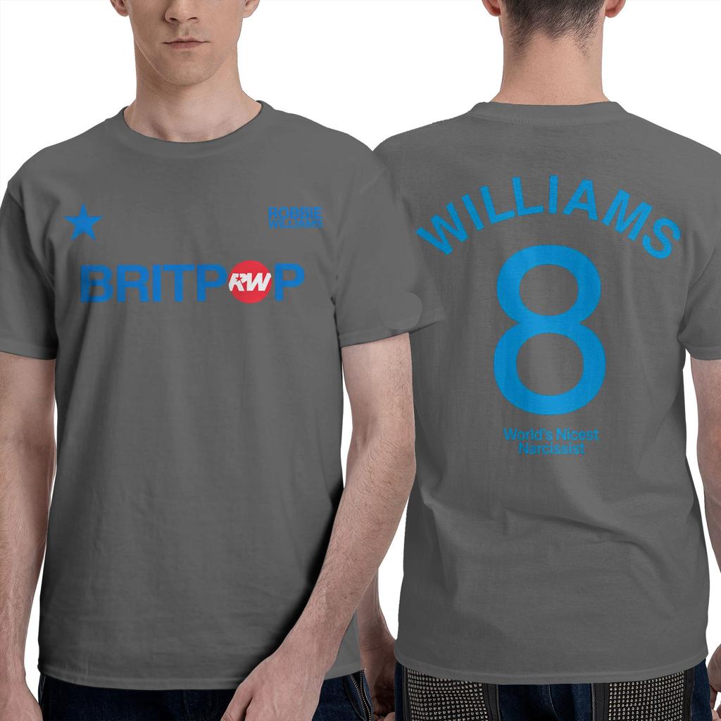 Смешные футболки Robbie Williams Britpop Tour 2025 для мужчин С круглым вырезом 100% хлопок Футболка с коротким рукавом Одежда больших размеров