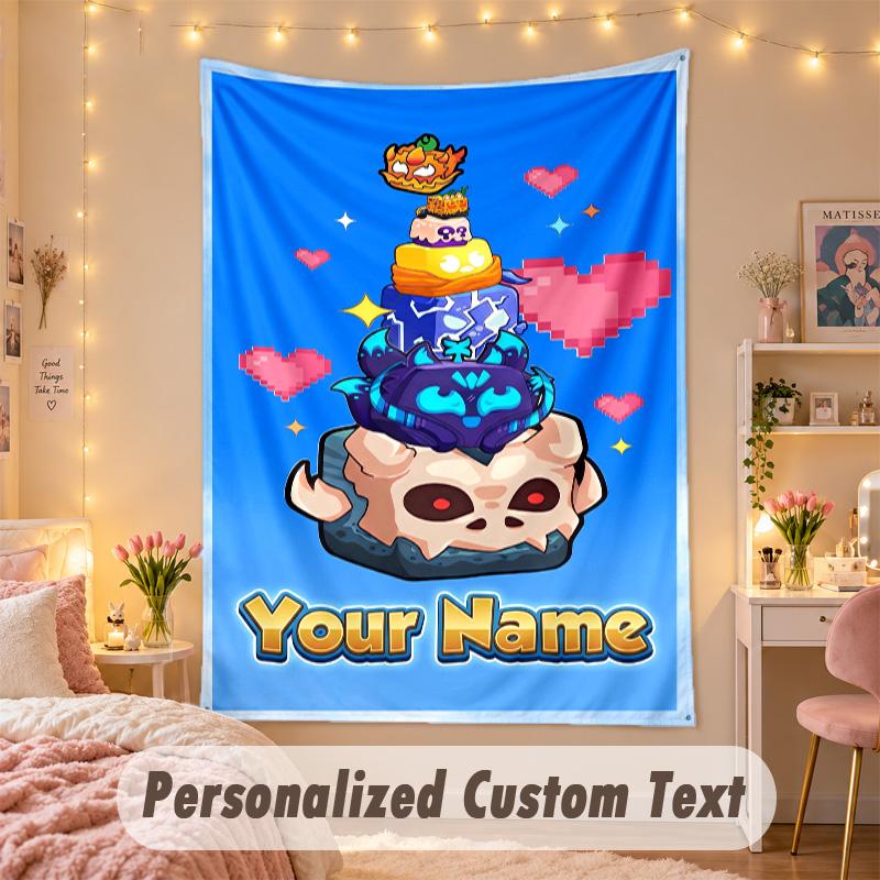 Custom Personalized Tapestry,Blox Fruits Print Custom Name Text Wall Art Hanging for Bedroom