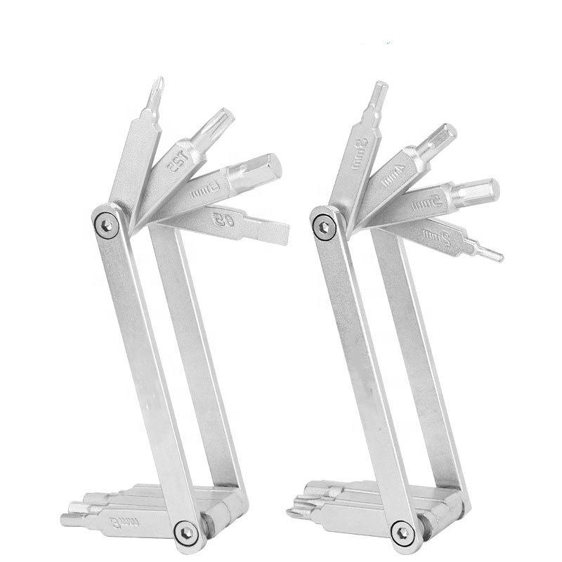8 in 1 Stainless Steel Mini Screwdriver Set Pocket Folding Multifunction Hand Tool for Bicycle Repair