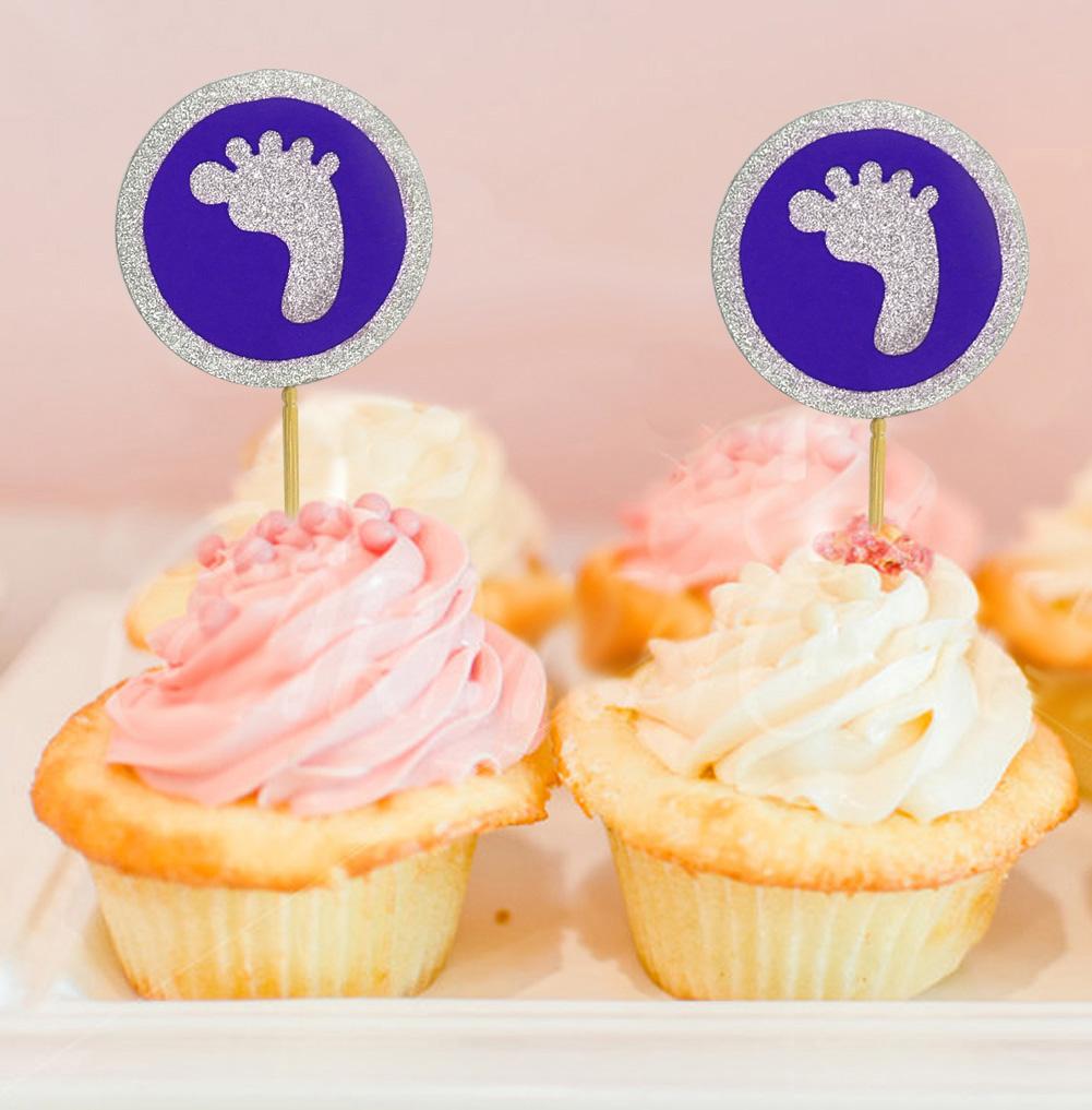 Дарлинг Сувенир| Блеск Baby Foot Baby Shower Toppers для капкейков | Десертные украшения - упаковка