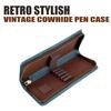 Hot Selling Vintage Genuine Leather Square Zipper Pen Pouch Pencil Case