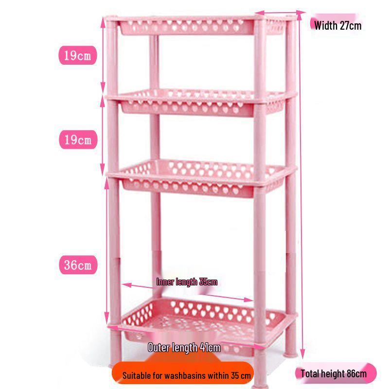 Multi-Layer Floor-Standing Kitchen Rack: Fruit, Vegetable, Pot, Basket, Bowl, Plate and Seasoning Organizer for Home & Bathroom.