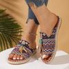 Мода 2025 Богемные шлепанцы на плоской подошве Женские летние уличные Новые сандалии с кисточками Пляжные сандалии Большой размер Трансграничные шлепанцы для взрослых