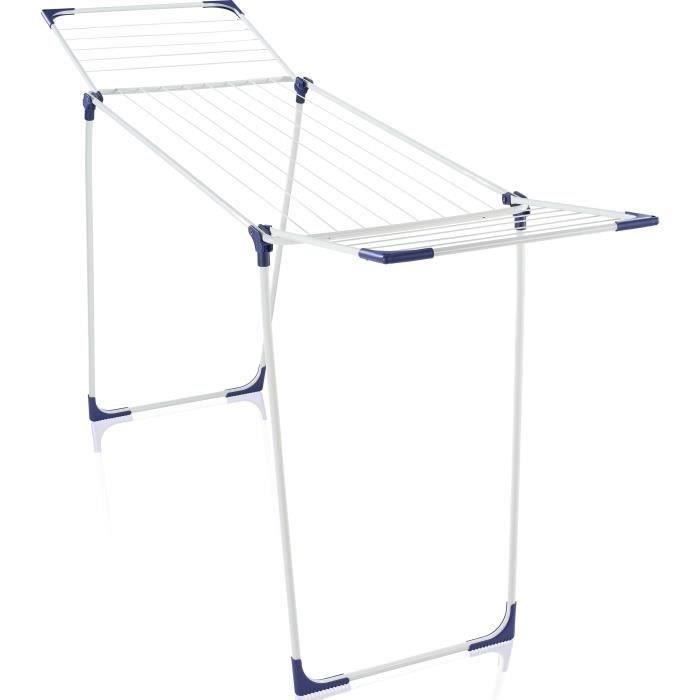 Étendoir a linge Leifheit Classic 180 Solid 81621, séchoir a linge compact avec 18m d'étendage et 4 supports pour cintres, blanc