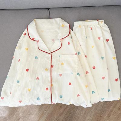 Эстетическая мода, женский пижамный комплект, красочный принт «Любовь», 2 предмета, повседневная весенняя пижама для женщин