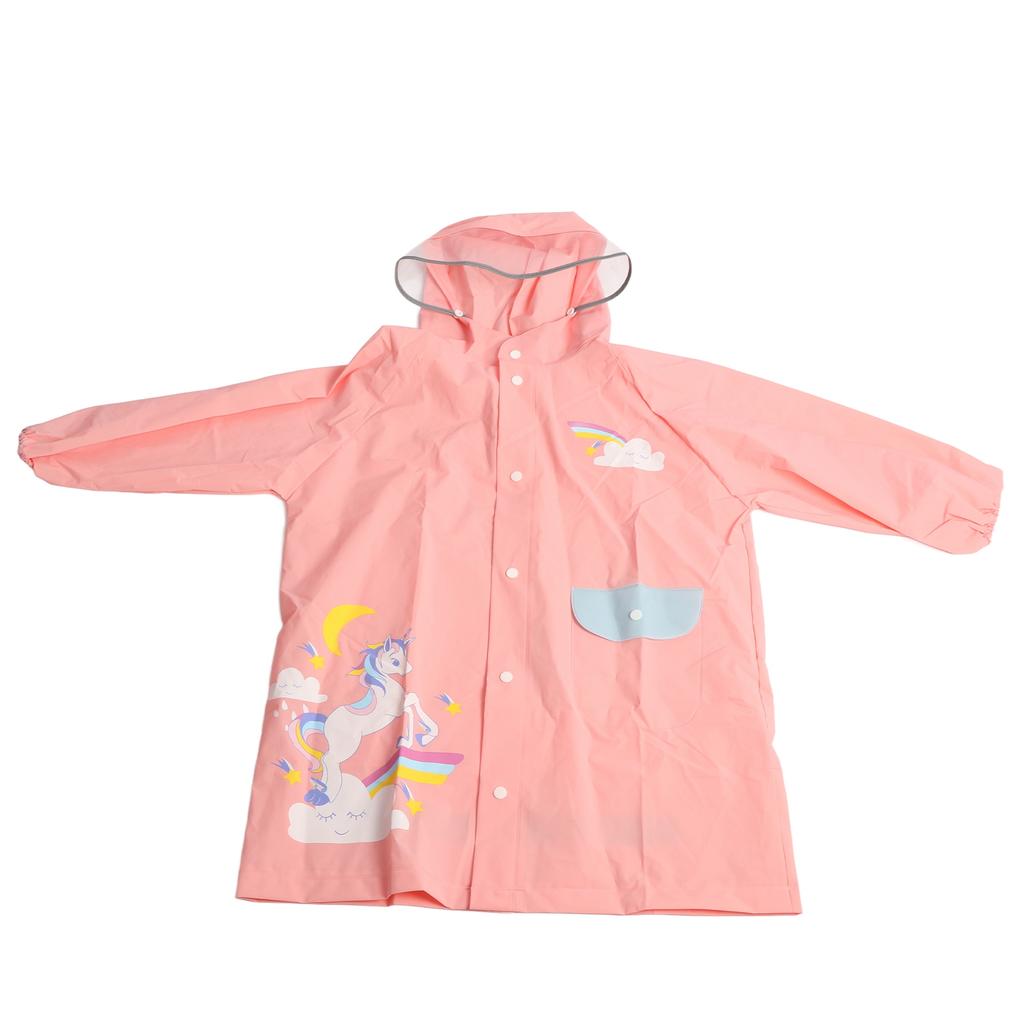 Kids Rain Ponchos with School Bag Cover Reusable Snap Button Kids Rain Jacket Raincoat for Outdoor