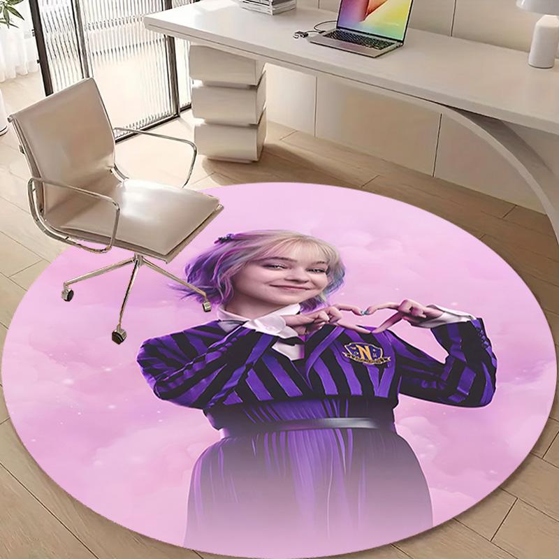 1pc Addams Family Wednesday9 Design Printed Area Round Carpet for Bedroom Living Room Home Decor Rugs Mat Non Slip Mat Rug for Bedside