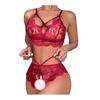 2 шт./компл., сексуальное нижнее белье, кружевное сплошное цветное нижнее белье без подкладки, с открытой промежностью, эластичный бант, декор, несколько бретелей, мягкий женский бюстгальтер, трусики, комплект