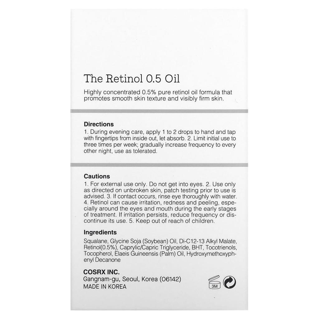 COSRX Масло Ретинол 0,5, 0,67 жидких унций (20 мл)