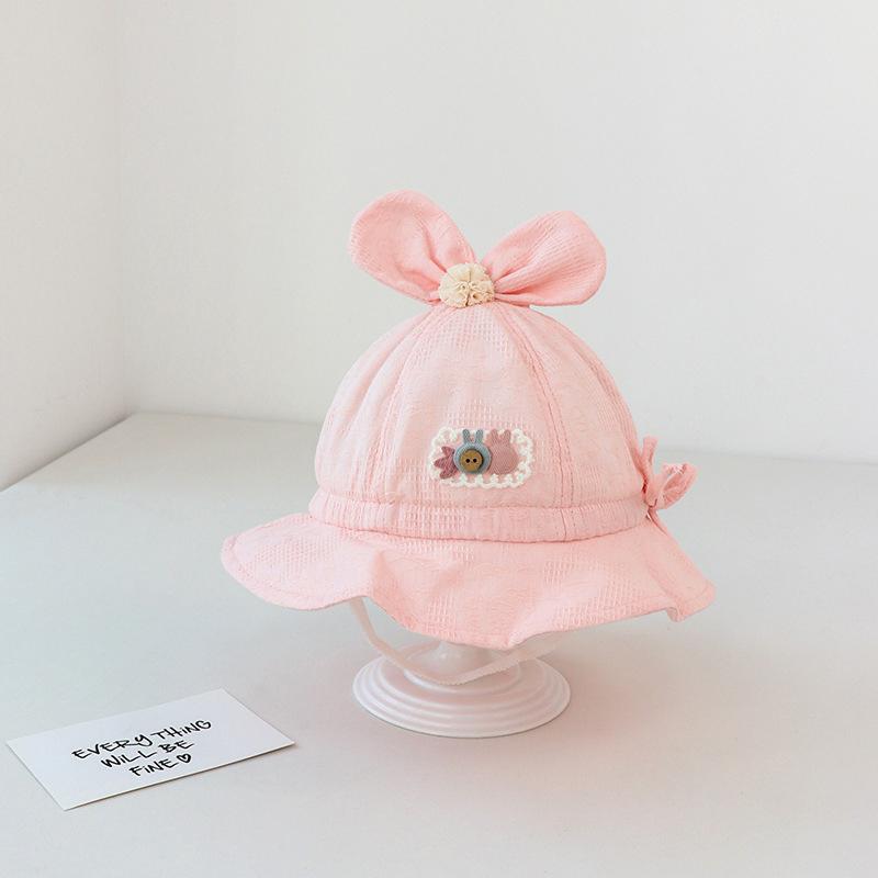Милая детская шляпа-ведро с бантиками, летняя хлопковая шляпа-рыбак для малышей и малышей, однотонная, регулируемая на шнурке, шапочка для купания для девочек