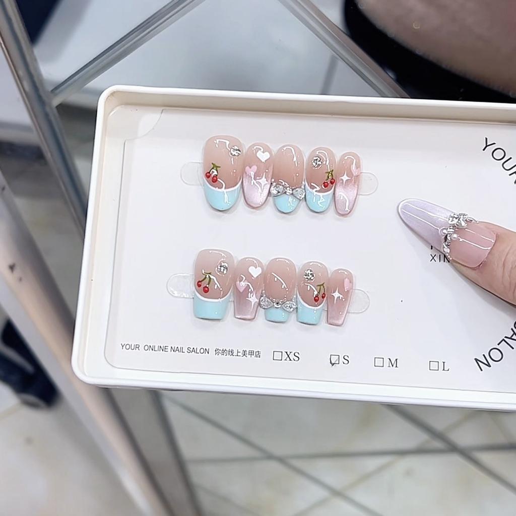 Наклейка для фототерапии ручной работы Cherry Jam с рисунком кошачьего глаза Love, готовая к маникюру