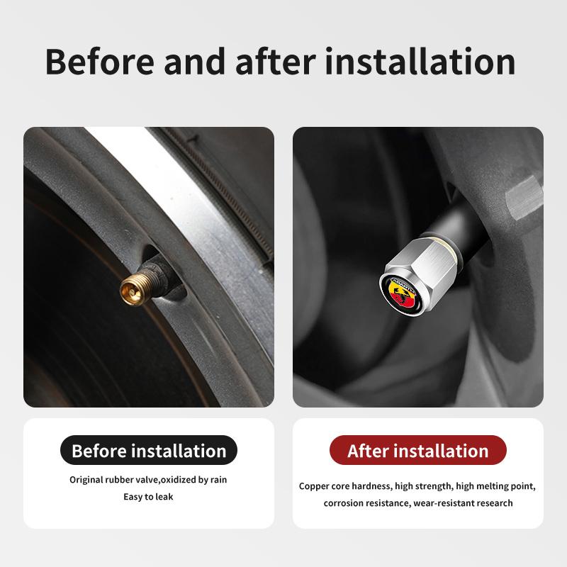 For Abarth 5pcs Metal Car Tire Wheel Theftproof Cap Air Valve Stem Cover Fiat Grande Punto Tipo Stilo Ducato Palio 500x
