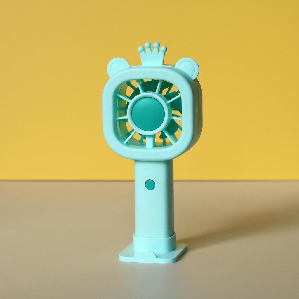 Mini Handheld Cartoon Crown Bear USB Rechargeable Three-Speed Portable Fan