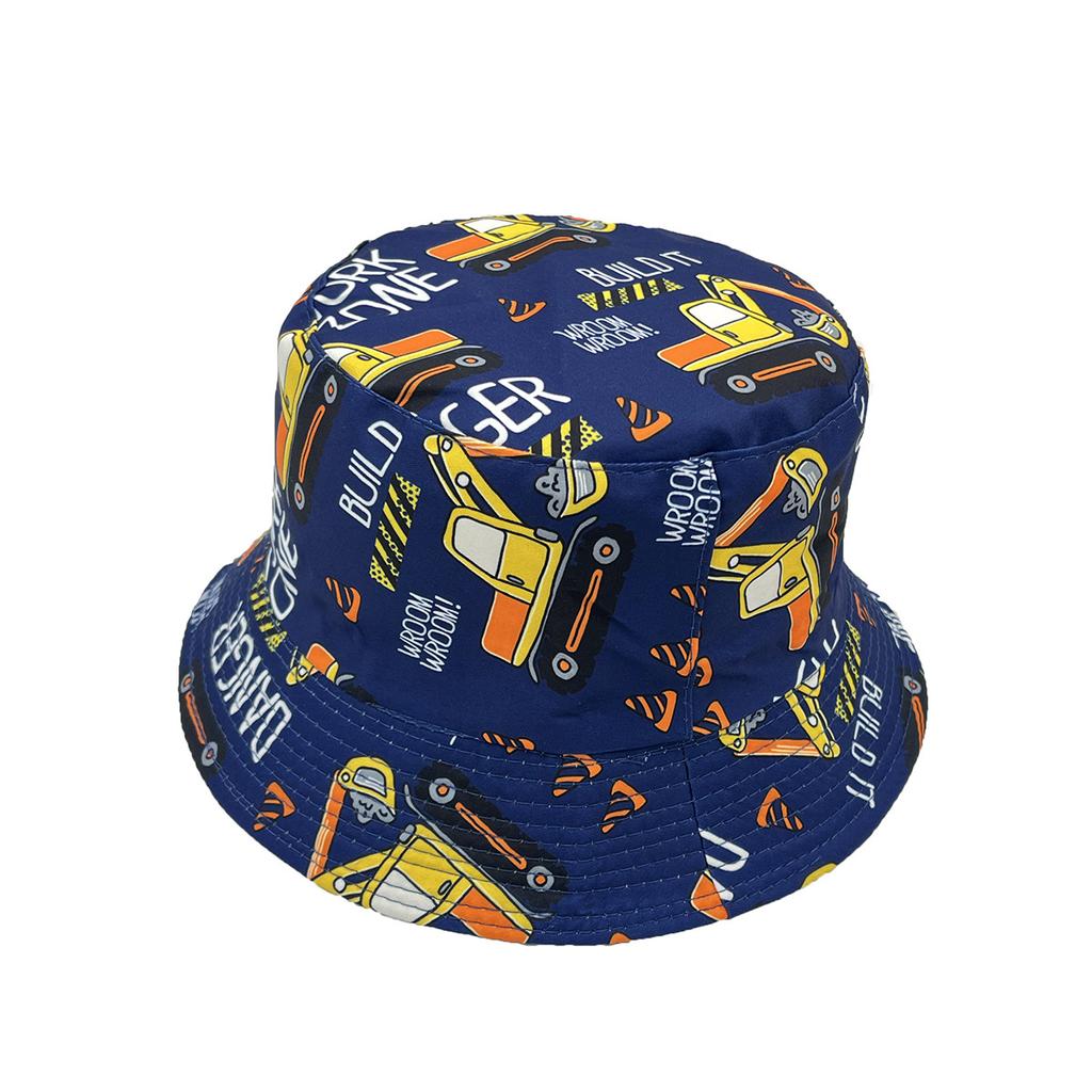Cartoon excavator pattern versatile children's bucket hat outdoor leisure sun hat CM