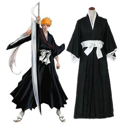 Аниме Bleach Костюм Куросаки Ичиго Косплей Для Мужчин Японское Традиционное Кимоно Для Взрослых Представление Шоу Необычная Роль
