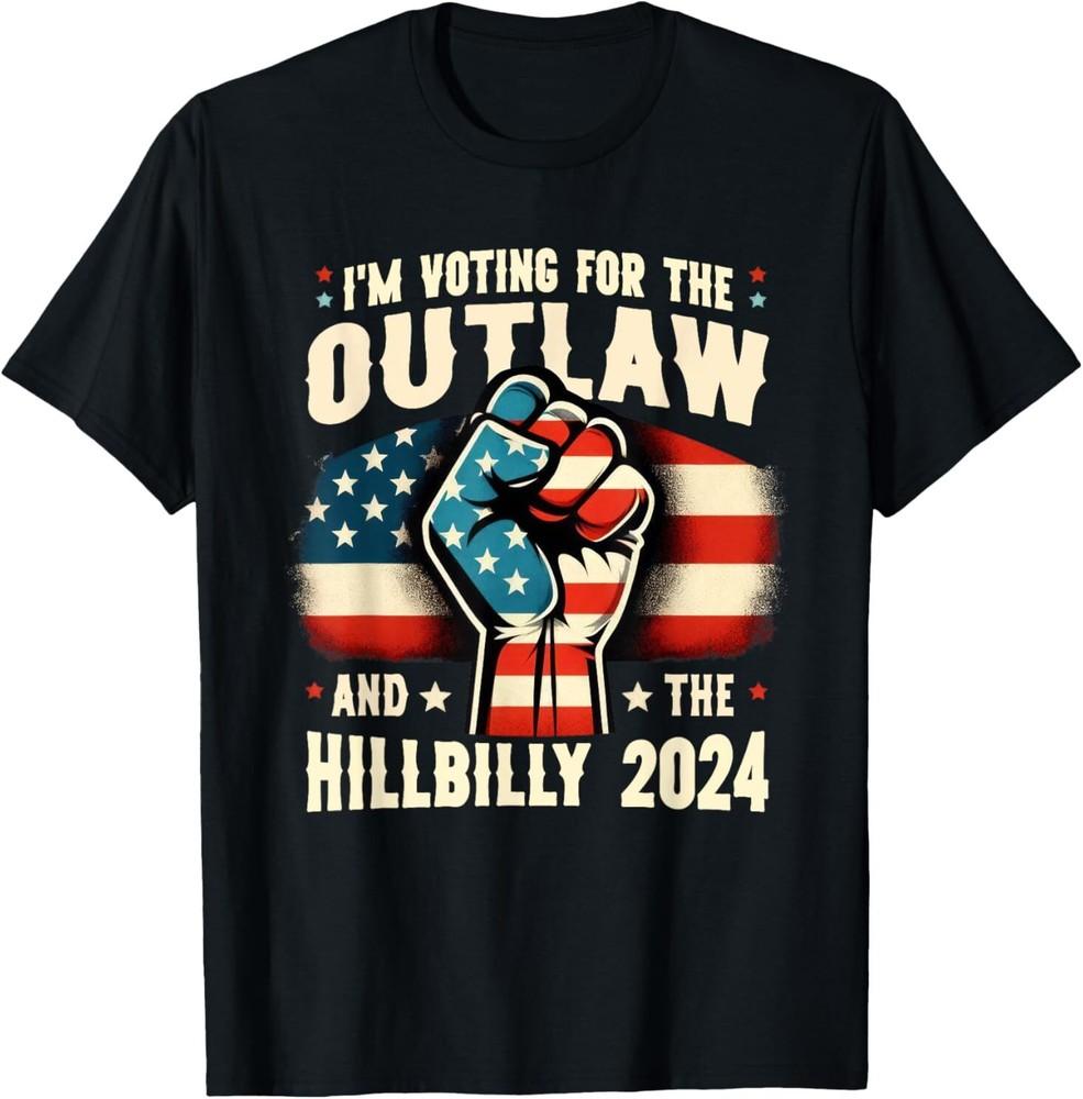 US Flag I'm Voting For the Outlaw and the Hillbilly 2024 Tee T-Shirt
