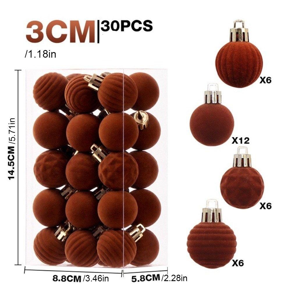30pcs/Set Sparkling Christmas Spheres Velvet Christmas Tree Props Window Decoration