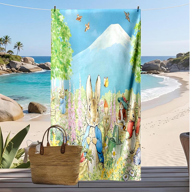 Peter Rabbit Printed Quick Dry Beach Towel Super Absorbent Soft Lightweight Bath Towel for Pool Summer Travel