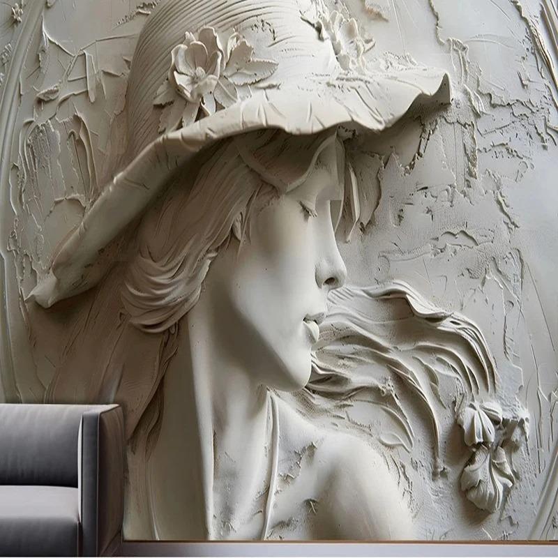 Современный рельеф красота чучело фотообои гостиная телевизор диван фон декор настенная роспись