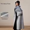 Women's Loose Double-Faced Wool Coat with Scarf