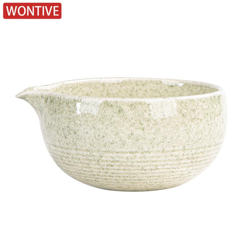 Matcha Grey Green Ceramic Matcha Bowl Large Capacity High Temperature Resistant Tea Salad Soup Bowl Smooth Green Tea Maker Cup
