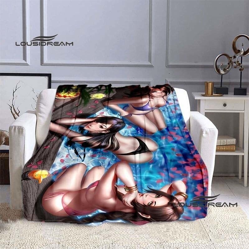 FINAL FANTASY Tifa Aerith Blanket Sexy Beauties Flannel Blanket Adults and Children Bedroom Coverlet Sofa Camping Warm Blanket