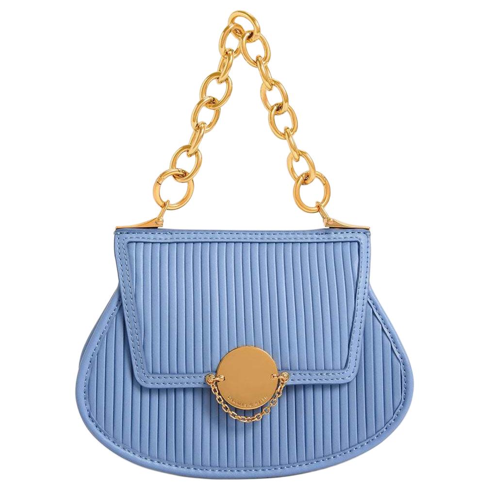 Charles & Keith Vintage Textured Chain Crossbody Bag Women Handbags Chalk Yellow Black CK2-80671389