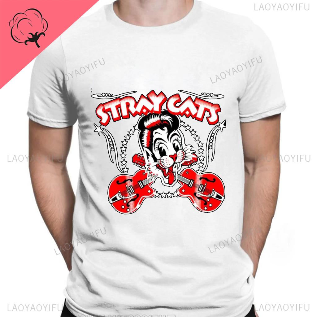 Stray Cats Рок Классические Футболки Американская Рокабилли Группа Фанат Хипстер Уличная Мода Дышащая Мальчик Девочка Мужчины Женщины Хлопковая Футболка