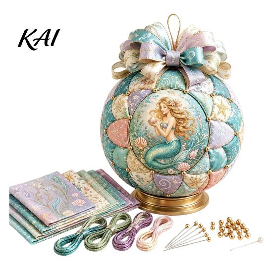 Natural Material Patchwork Ball Ocean Treasures DIY Ornament Kit, Nautical Dolphin Fabric Craft Making Marine Themed Handmade Decoration Set,