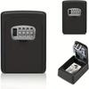 Надежный и вместительный настенный сейф для ключей - Водонепроницаемый, всепогодный металлический кодовый замок с 4-значной комбинацией для домашних ключей, простая установка, черный