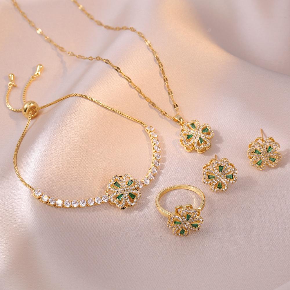 Necklace women's Japanese and Korean style rotating micro inlaid zircon rotating fashion set clavicle chain necklace jewelry