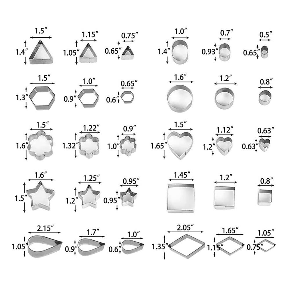 30pcs Stainless Steel Metal Cookie Cutters Box Packed Mini Cookie Cutters  For Kids Baking