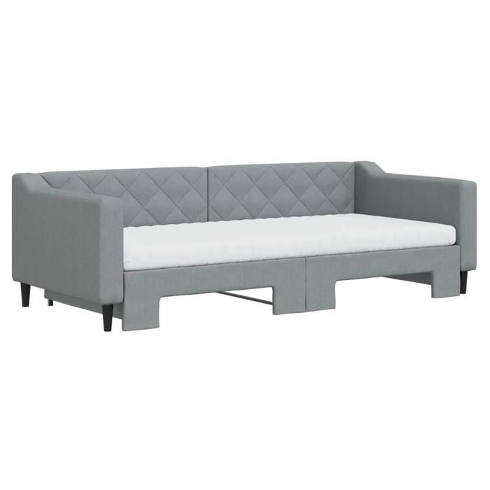 VidaXL Daybed with Trundle and Mattress Light Grey 90x200 Cm Fabric 3197444
