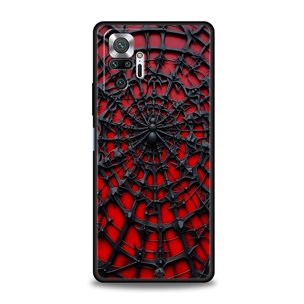 Чехол для телефона 'Паутина' для Redmi 14C 10C Note 15 14 13 12 10 11 K40 Pro Plus 5G Мягкий ТПУ Ударопрочный Корпус Fundas Capas Сумки
