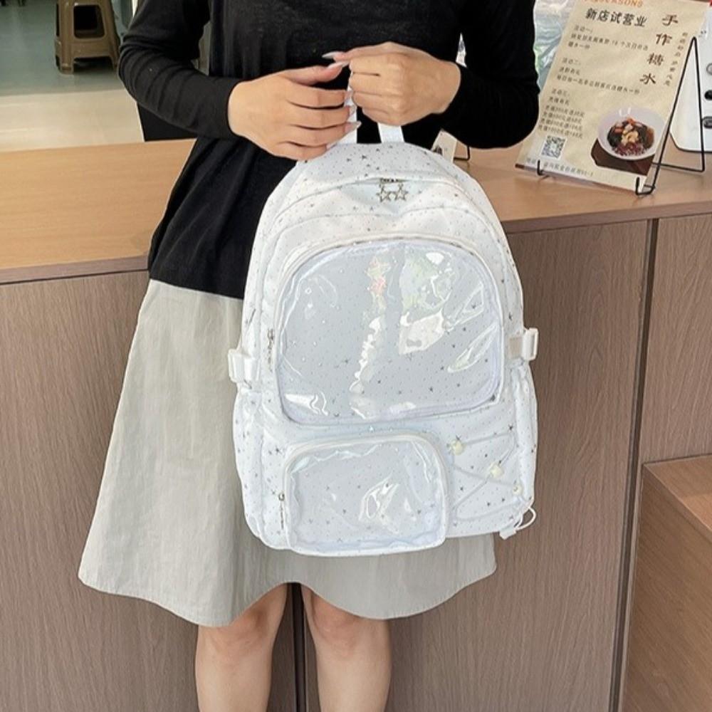 Oxford Cloth Star Backpack Print Transparent Itabag Casual Nylon Backpack  Women