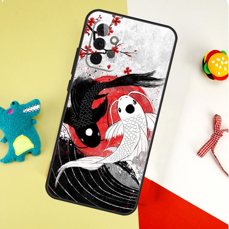 Чехол для телефона Samsung Galaxy A55 A35 A15 A54 A34 A14 A53 A33 A13 A05 A06 A16 A22 A32 A52 с изображением рыбы кои в стиле Инь-Ян