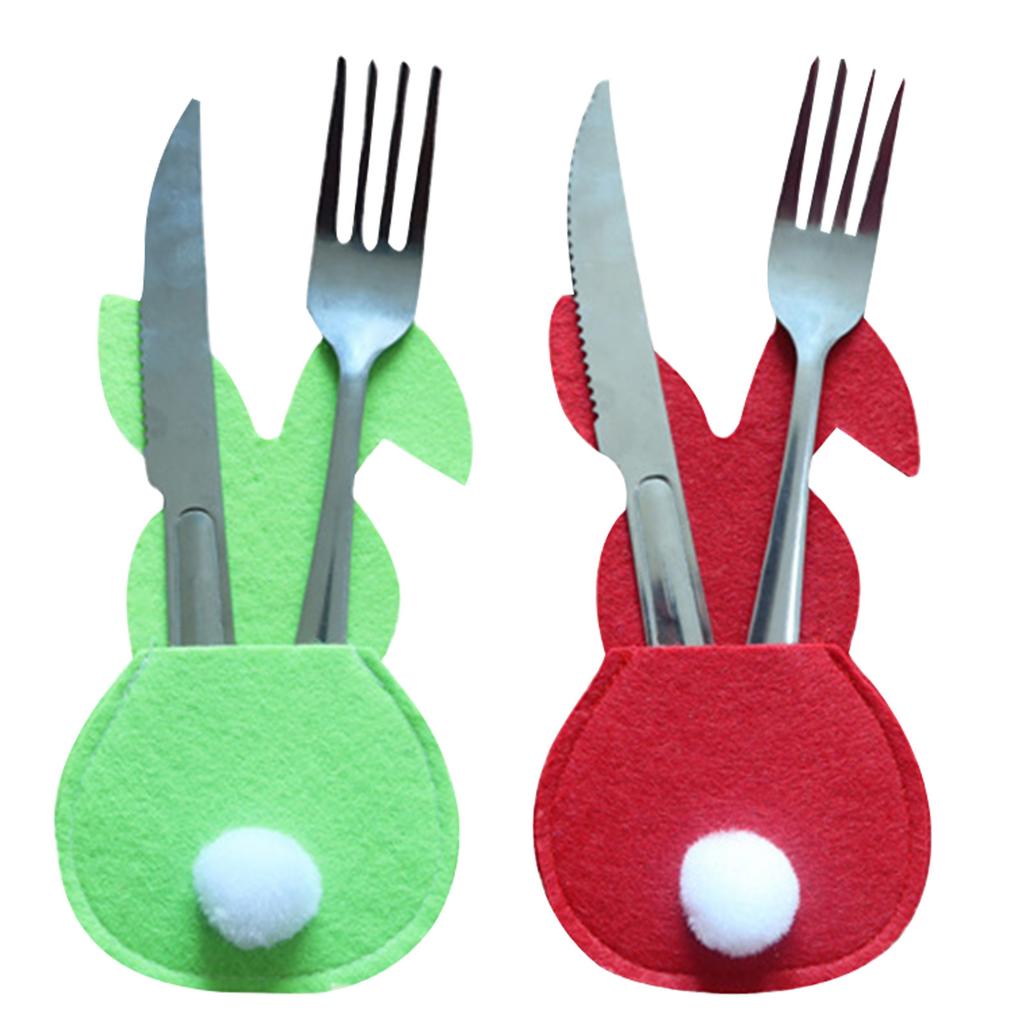 Сумка для столовых приборов «Пасхальный кролик» Набор столовых приборов «Кролик», 4 предмета, красный, зеленый, два цвета