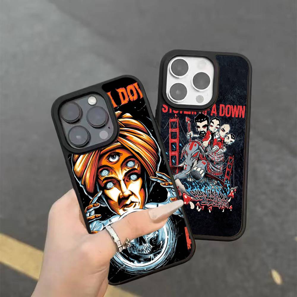 Металлический ремешок System Of A Down Чехол для телефона из ПК+ТПУ для IPhone 17 16 15 14 13 12 11 Pro Max Plus Кавайная мультяшная обложка