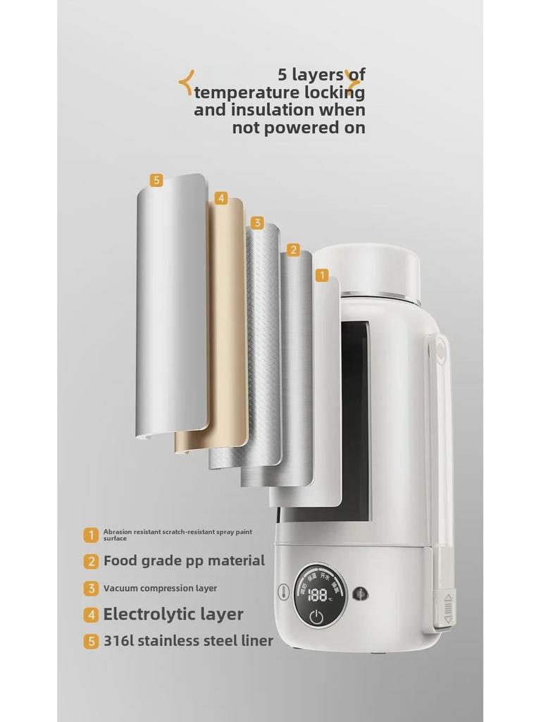 Портативный чайник из нержавеющей стали с автоматическим подогревом для бутылок с водой